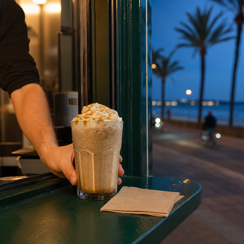 Frappé frío preparado al momento en Cala Millor
